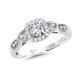 14K White Gold Cushion-Shaped Halo and Round Diamond Engagement Ring - BDD2542E-W 