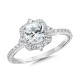 Cushion-Cut Compass-Inspired Halo & Milgrain-Beaded Diamond Engagement Ring - R2414W-SR - Valina Engagement Ring