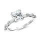 Cushion-Cut, Double Prong, Milgrain-Beaded, Straight Baguette Diamond Engagement Ring - R2401W-SR - Valina Engagement Ring