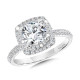 Cushion-Shaped Double Halo & Hidden Accents Diamond Engagement Ring - R2396W-SR - Valina Engagement Ring