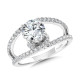 Milgrain-Beaded Split Shank & Hidden Accents Diamond Engagement Ring - R2290W-SR - Valina Engagement Ring