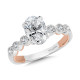 Oval-Cut, Stackable, Two-Tone & Milgrain-Beaded Hidden Halo Diamond Engagement Ring - R2236WP - Valina Engagement Ring
