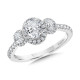 Oval-Cut Three-Stone Diamond Halo Engagement Ring - R2261W-SR - Valina Engagement Ring