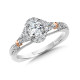 14k rose and white gold diamond halo engagement ring.