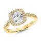 Valina Round - Scalloped & Milgrain-Beaded Cushion-Shaped Halo Engagement Ring - R1127Y-SR