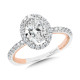Oval-Cut Two-Tone & Milgrain-Beaded Hidden Halo, Diamond Halo Engagement Ring - R2237WP - Valina Engagement Rings