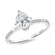 Straight Pear-Cut Hidden Halo Diamond Engagement Ring