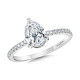 Straight Pear-Cut Diamond & Hidden Halo Engagement Ring