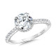 Straight Drop Halo Diamond Engagement Ring w/ Undergallery Arch & Double Prongs