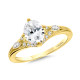 Oval-Cut & Marquise-Cut Accented Tapered Diamond Engagement Ring w/ Compass Prongs