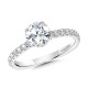 Straight Round Diamond Engagement Ring w/ Chevron Collar
