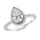 Straight Pear-Cut Diamond Halo Engagement Ring