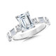 Emerald-Cut Side Stone Diamond Engagement Ring