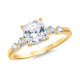 Cushion-Cut & Shared Prong Accent Diamond Engagement Ring