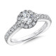 She will love this ornate round halo diamond engagement ring set in 14k white gold.