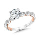 Stackable Two-Tone & Milgrain-Beaded Hidden Accents Diamond Engagement Ring - R2267WP-SR - Valina Engagement Ring
