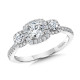Valina Round - Round 3 Stone Halo Engagement Ring - R1121W-SR