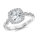 Valina Round - Scalloped & Milgrain-Beaded Cushion-Shaped Halo Engagement Ring - R1127W-SR