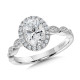 Valina Round - Scalloped & Milgrain-Beaded Oval Halo Engagement Ring -  R1128W-SR