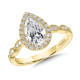 Valina Round - Scalloped & Milgrain-Beaded Pear-Shaped Halo Engagement Ring - R1129Y-SR
