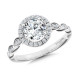 Valina Round - Scalloped & Milgrain-Beaded Round Halo Engagement Ring - R1126W-SR