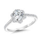 Valina Round - Straight Floral Halo Engagement Ring - R1153W-SR
