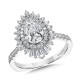 Straight Pear-Cut Diamond & Statement Halo Engagement Ring - R2201W