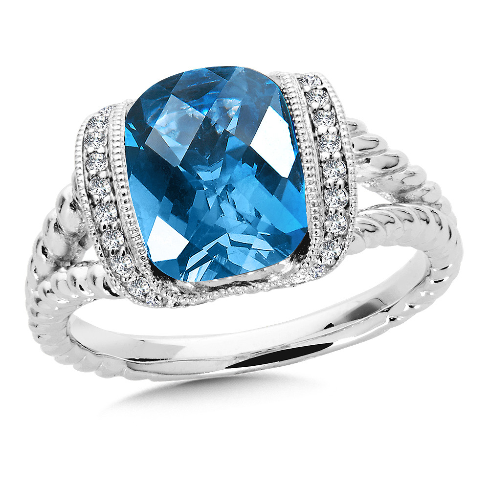 Jewelry Adviser Rings 14k White Gold 6x4mm Pear Citrine AA Diamond ring Diamond quality AA I1 clarity, G-I color 
