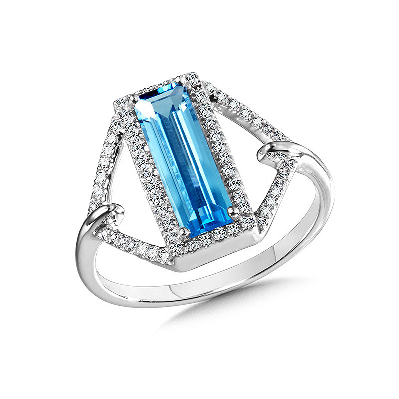 Egoïsme aspect Pathologisch Emerald-Cut Blue Topaz and Diamond Ring | CGR163W-DBT | Valina Fine Jewelry