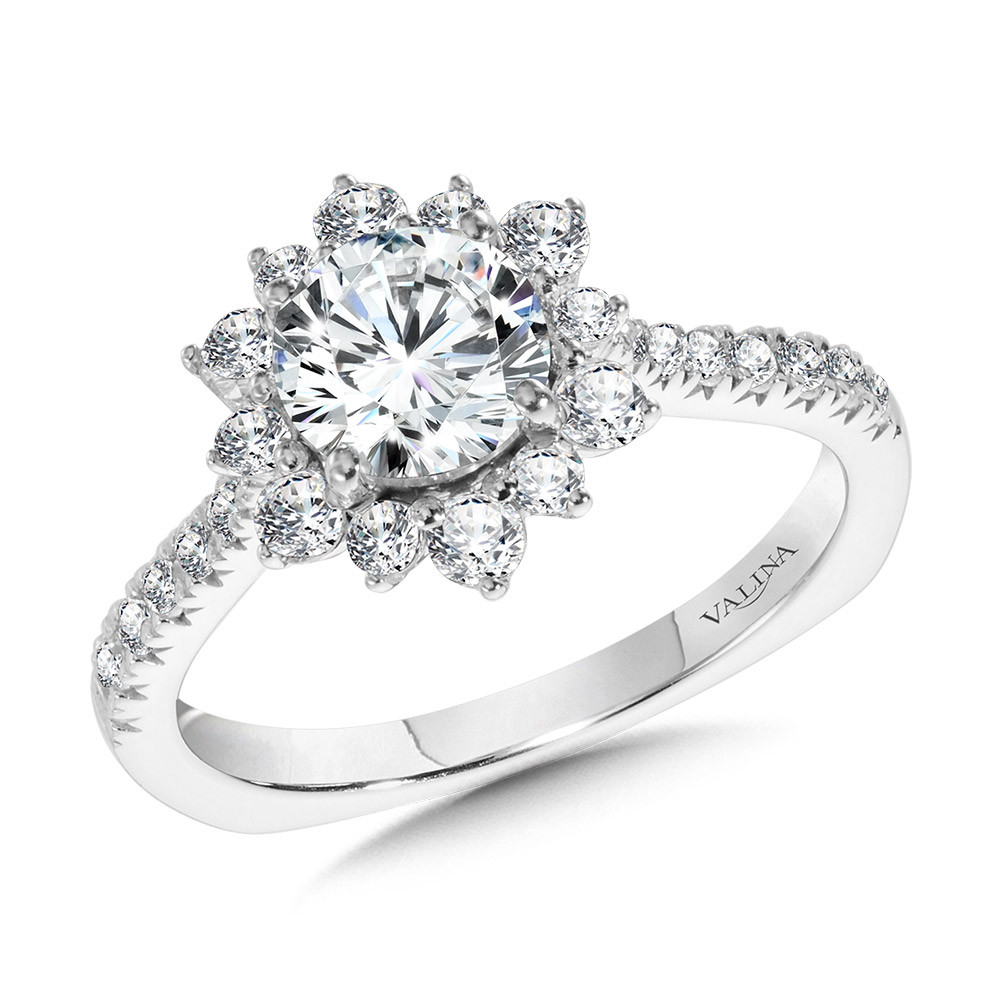 Struikelen Foto heroïsch Floral Halo Diamond Engagement Ring | R1112W | Valina Engagement Rings
