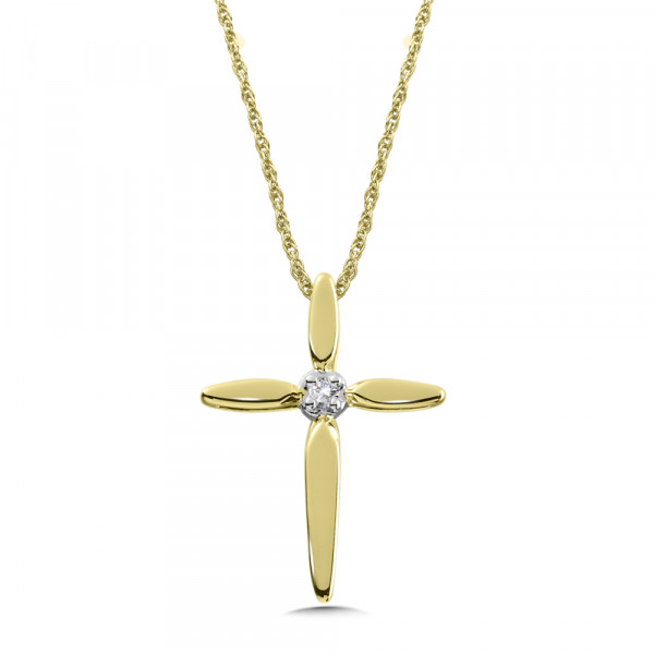 Diamond Cross Necklace | PXD360-Y | Valina Fine Jewelry
