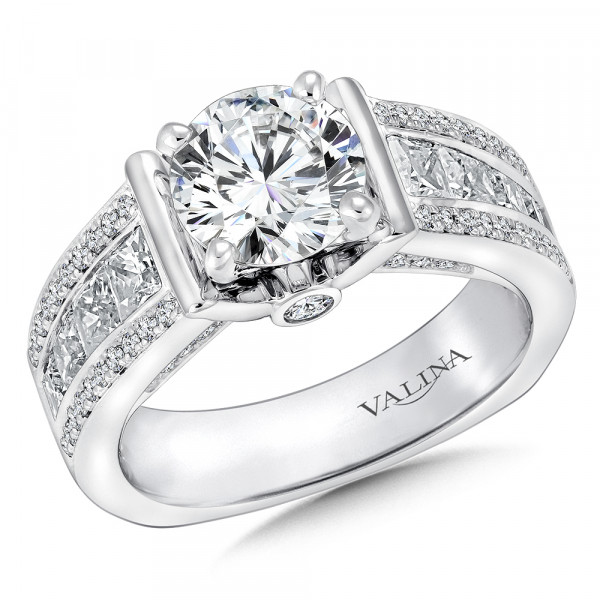 Bold 14K White Gold Diamond Engagement Ring | R9221W | Valina Engagement Ring