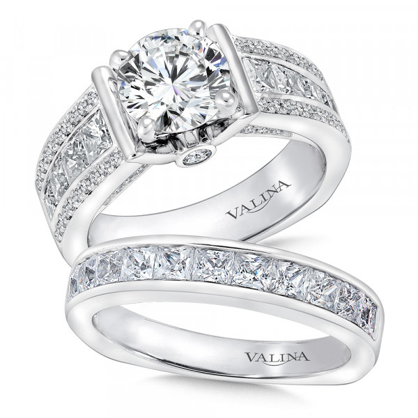 1.4 td. dw. diamond engagement ring setting perfect for a 1.5 carat center diamond. R9221W - Valina Bridals