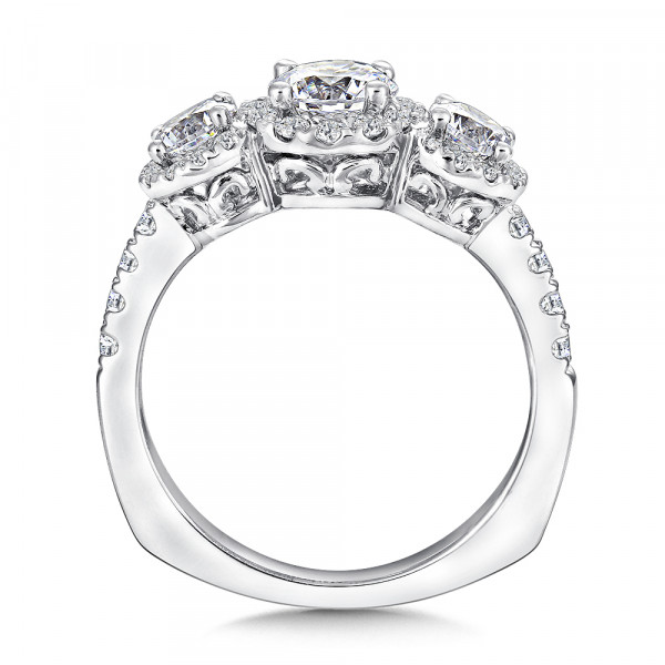 Three Stone Engagement Ring | R9433W | Valina Halo Engagement Ring