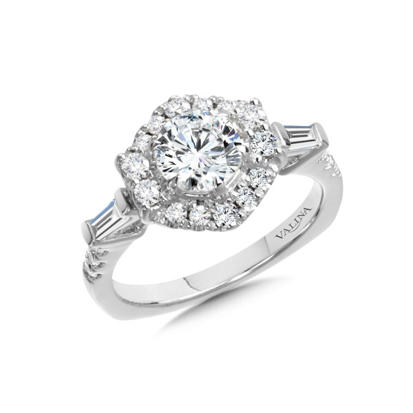 Hexagon-Shaped Halo Diamond Engagement Ring