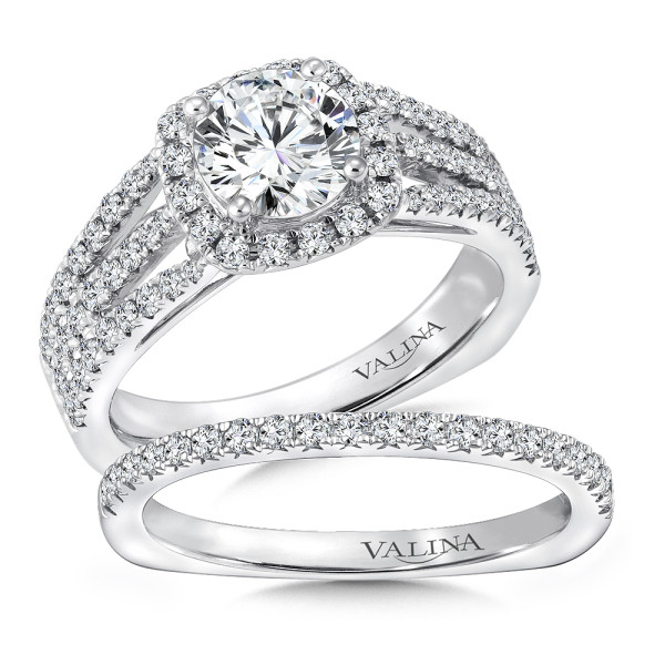Cushion-Shaped Halo Split Shank Diamond Engagement Ring