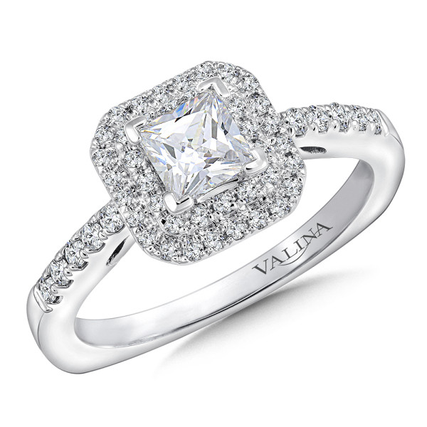 Princess cut double halo Diamond Engagement Ring
