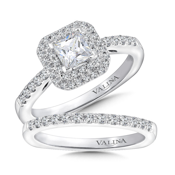 Princess cut double halo Diamond Engagement Ring