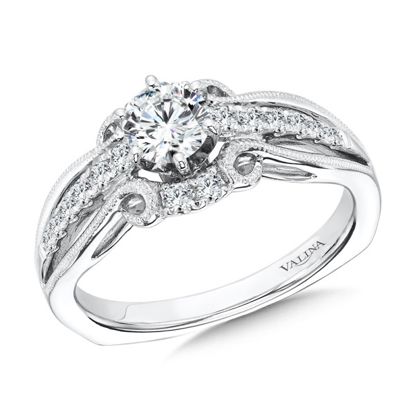 Valina Vintage Six-Prong Milgrain Diamond Engagement Ring - R1067W