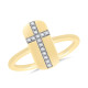 10K Diamond Cross Tailored Tags Flat Ring