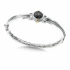 Sterling Silver 18K Gold and Onyx Bangle