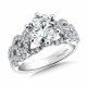 14k white gold diamond engagement ring with side stones.