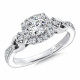 Three-stone Halo Style Diamond Engagement Ring
