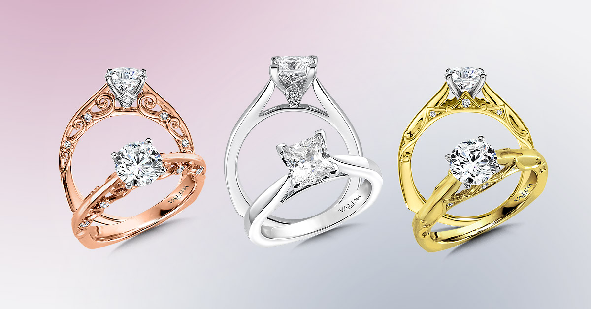 Valina Bridals fun twist on modern solitaire engagement rings.
