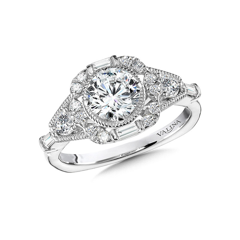 14k White Gold and Diamond Engagement Ring from Valina Bridals
