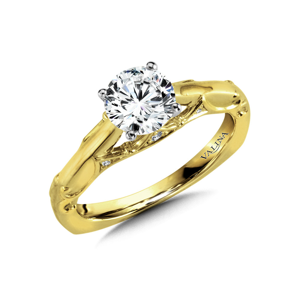 14k yellow gold diamond solitaire engagement ring by Valina - R1045Y
