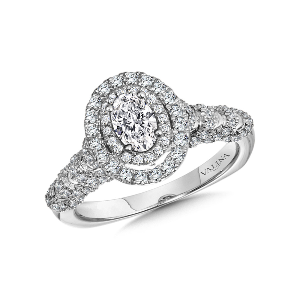Double Halo Oval-Cut Diamond Engagement Ring - R9971W