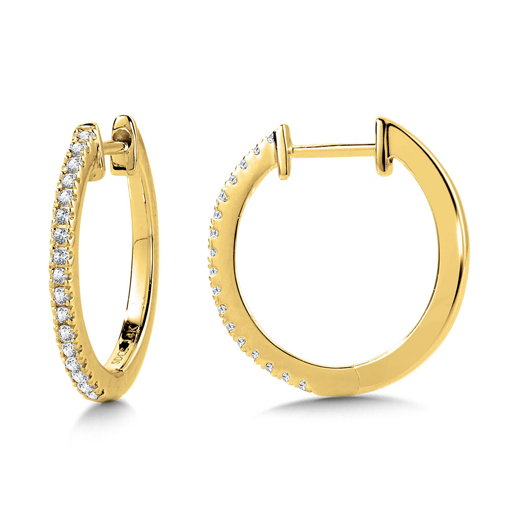 Gold Petite Diamond Huggie Hoop Earrings - EDD3038-Y