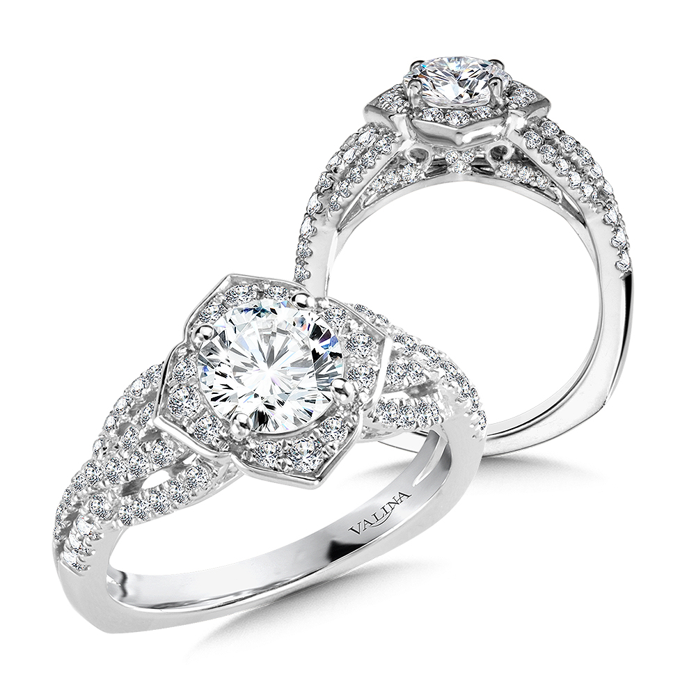 Floral Style Diamond Engagement Ring by Valina Bridal - R1039W