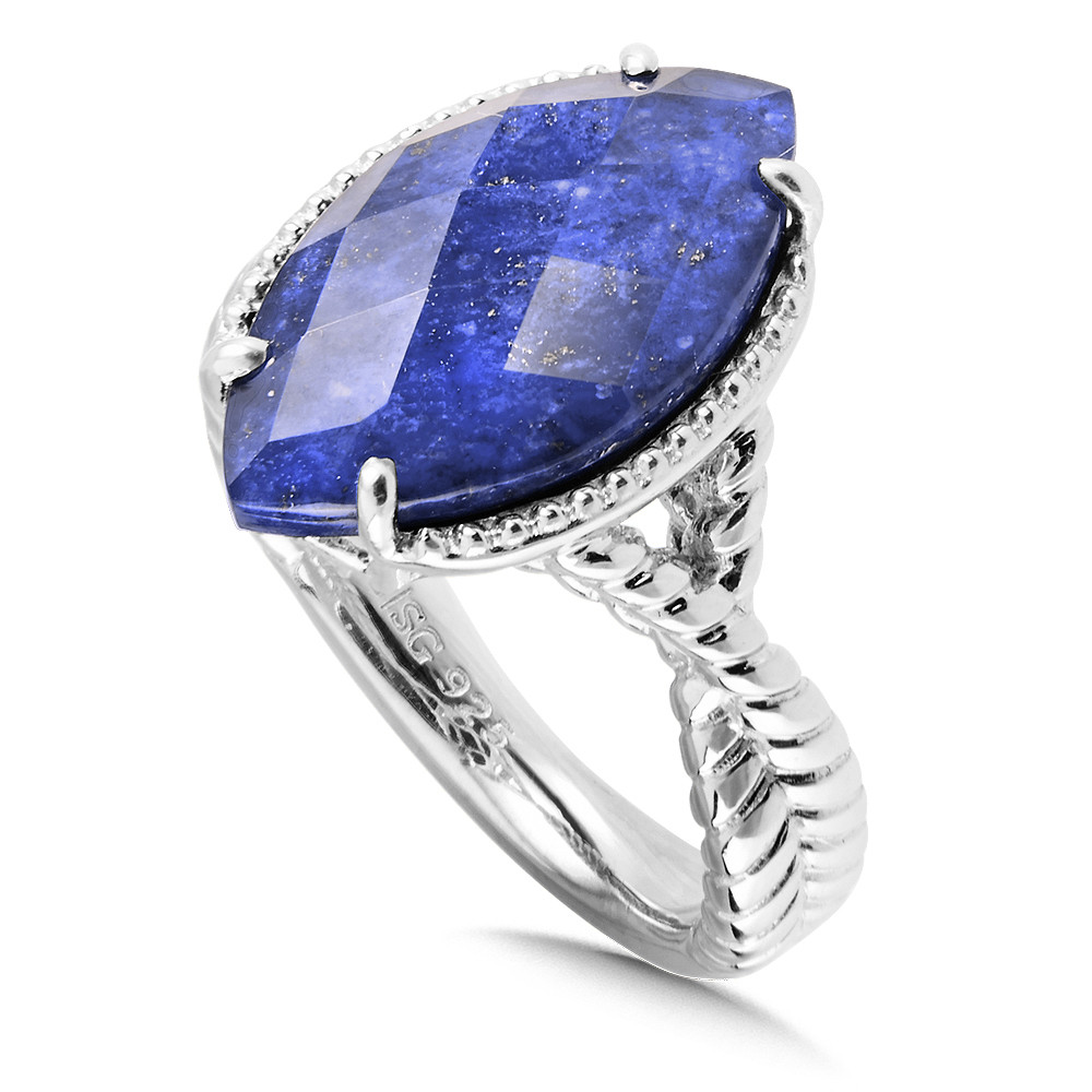 Sterling Silver & Lapis Fusion Ring - LVR672-FQLP - Valina Fine Jewelry